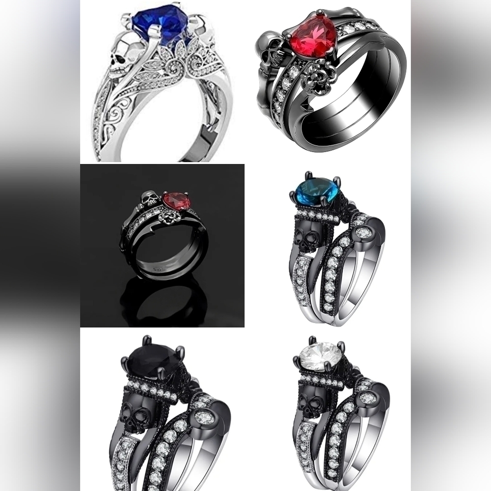 Skull rings Set Silver Color Fashion Wedding & Engagement rings